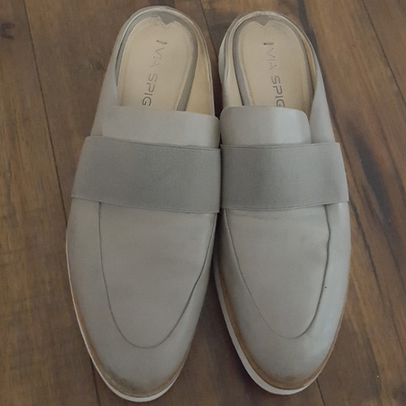 Via Spiga - Gray Suede Slip on Loafers Mules - Picture 5 of 6
